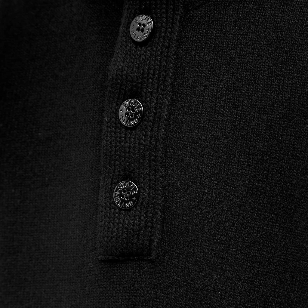 Stone Island Men's Stand Collar Button Neck Knit Black